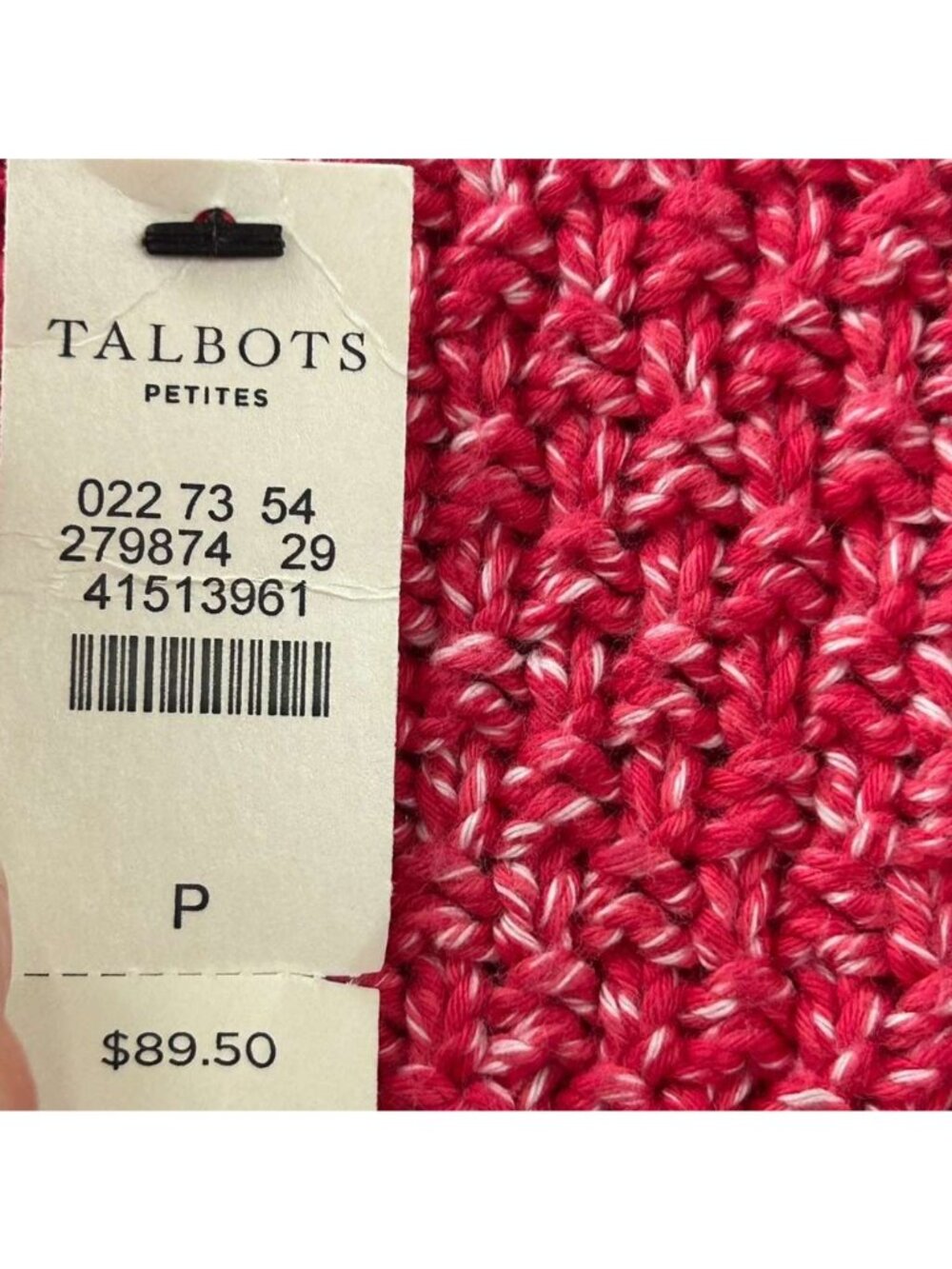 Talbots Womens Petites Sweater Hot Pink Side Zip Chunky Knit Pullover NWT - Picture 8 of 16